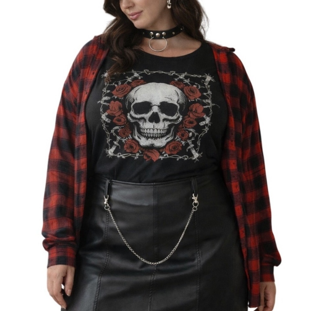 ASOS Vegan Leather Mini Skirt Chain Belt Size 14
